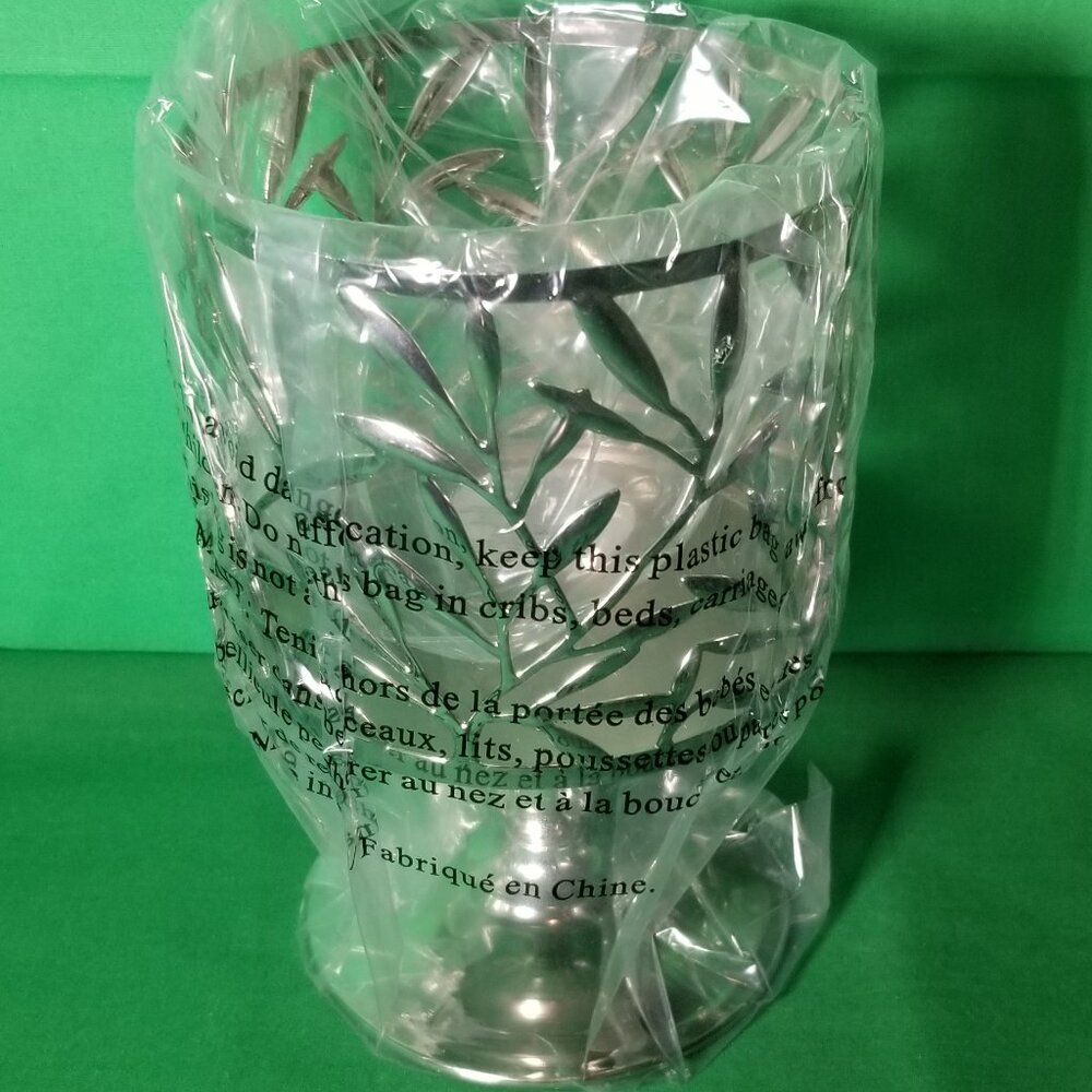 Vine Leaf Large Silver Tone 3-Wick Candle Holder Bath & Body Works‎ New